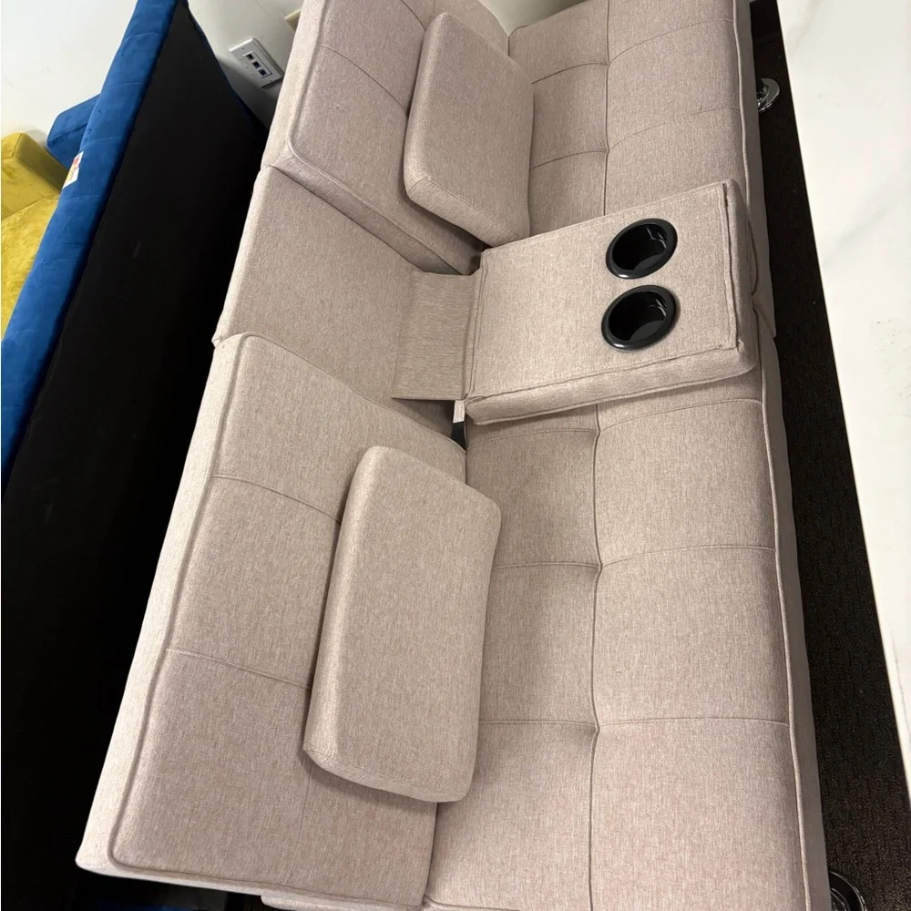 Modern Cream Sofa with Cupholders